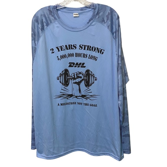 DHL Supply Chain Mens T-Shirt XL Blue Long Sleeves Camo Anniversary‎ Celebration